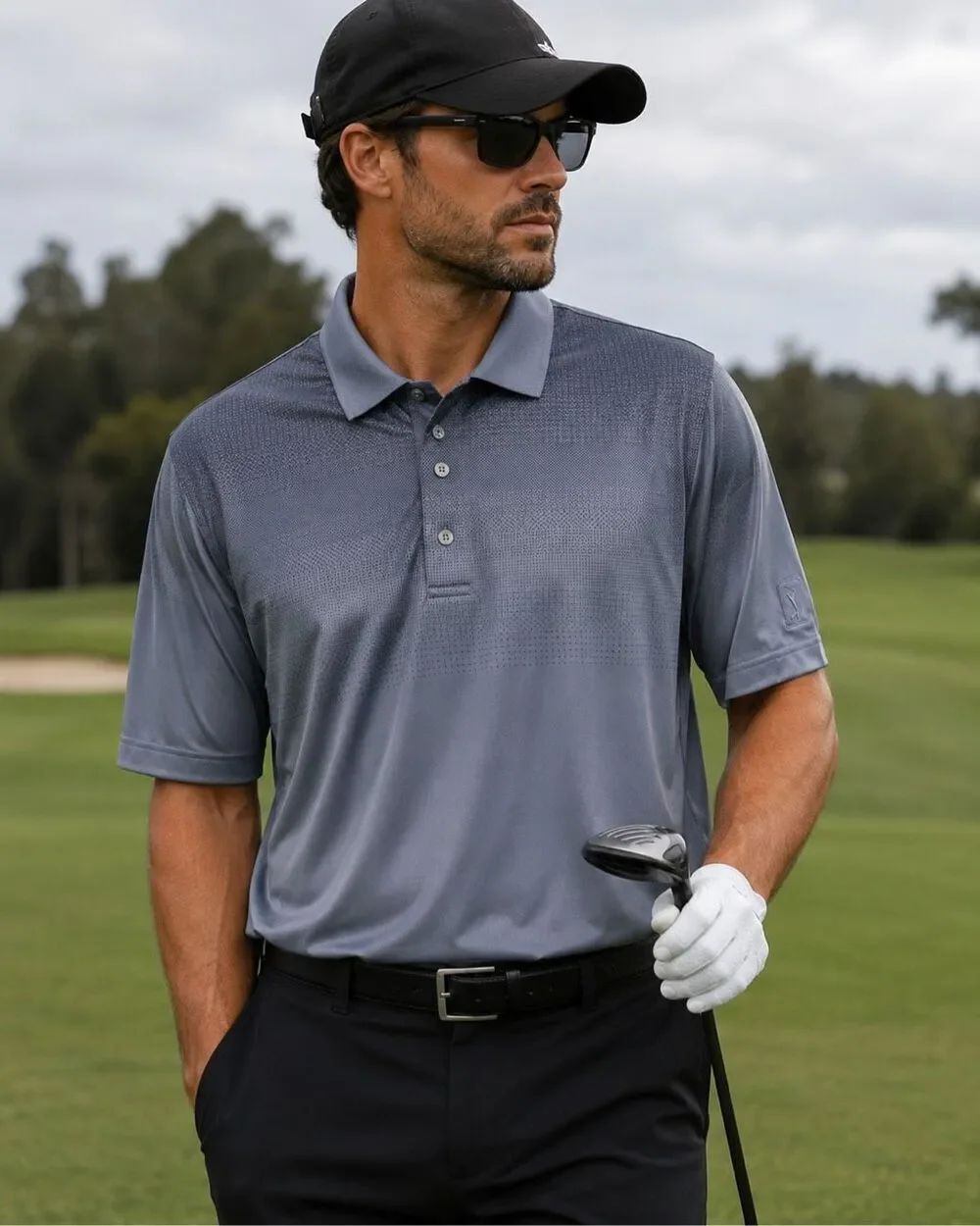 PGA Tour Golf Polo Shirt Gray XXL Performance Short Sleeve Athletic Mens